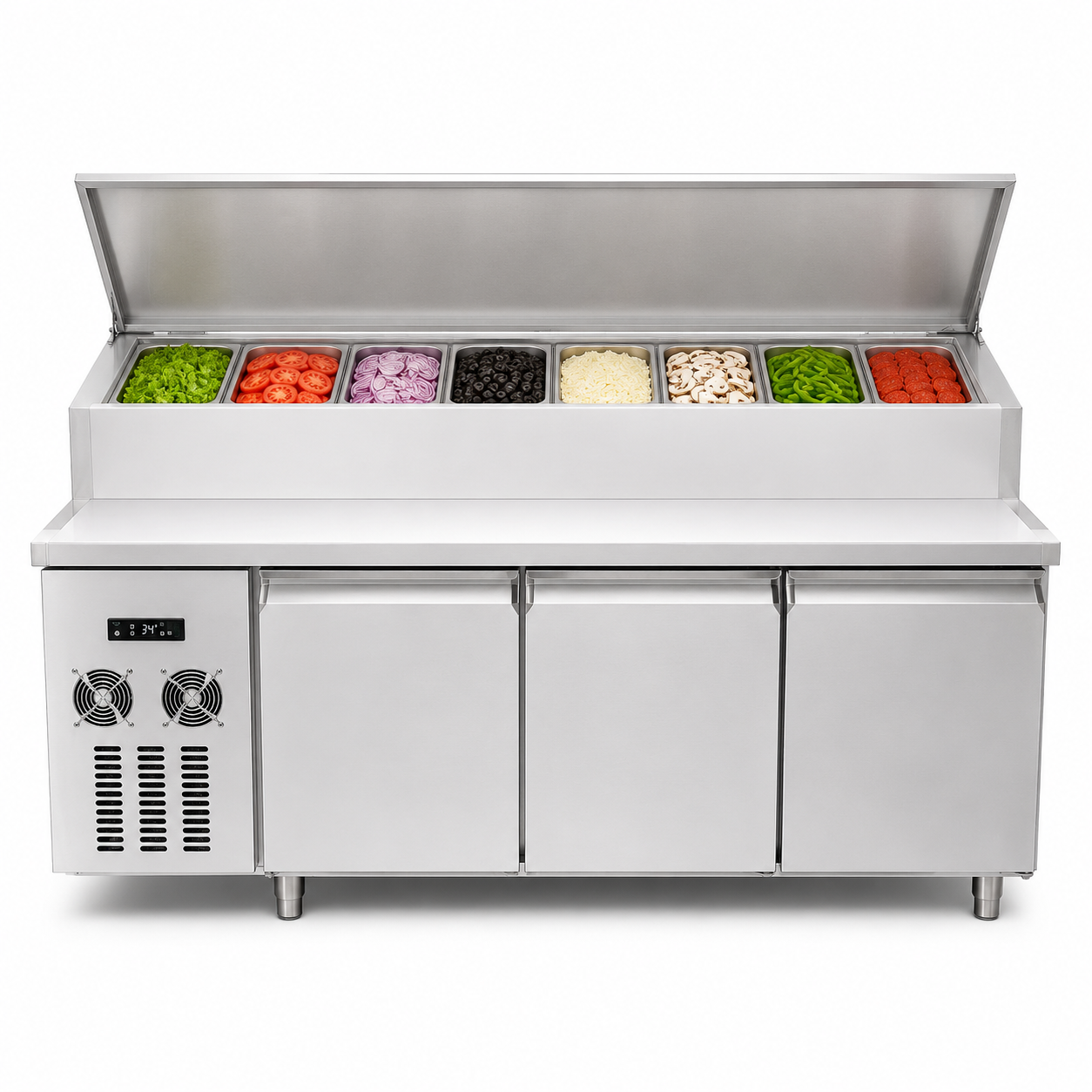 Flip Lid Salad Pizza Prep Table