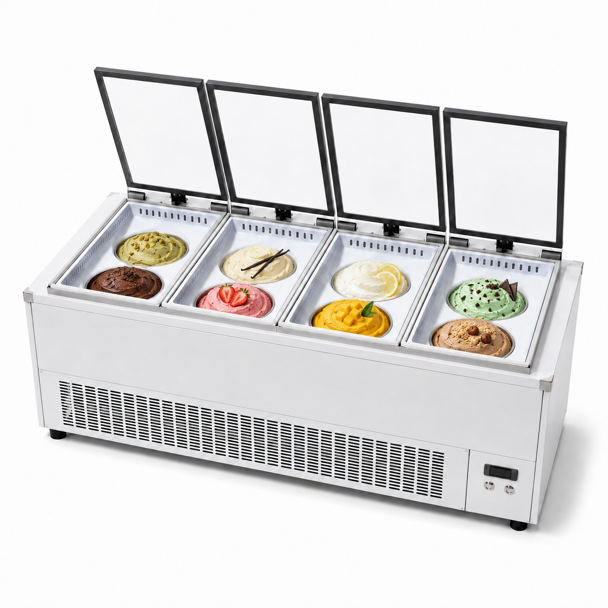 Glass Lid Gelato Display Freezer
